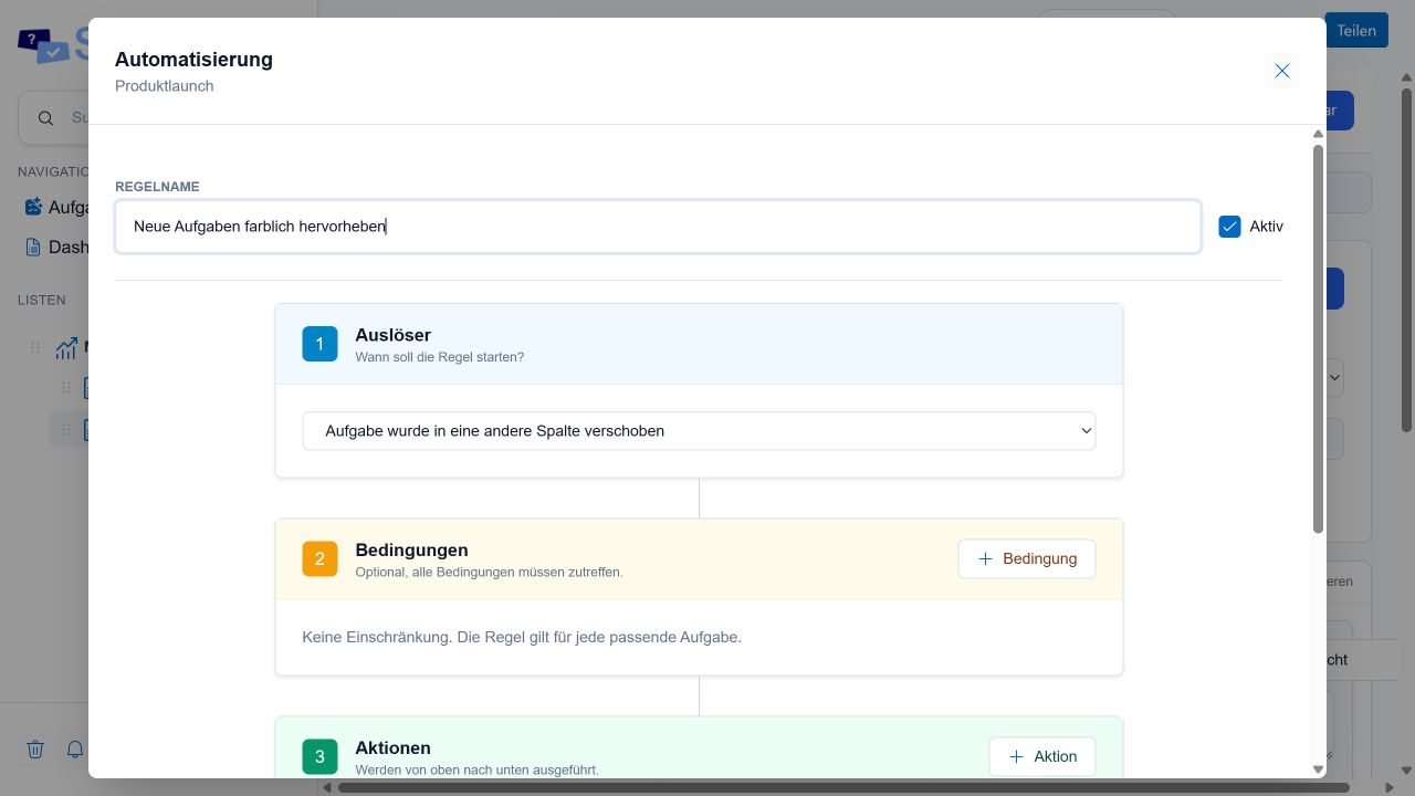 Editor für eine Enterprise-Automatisierungsregel